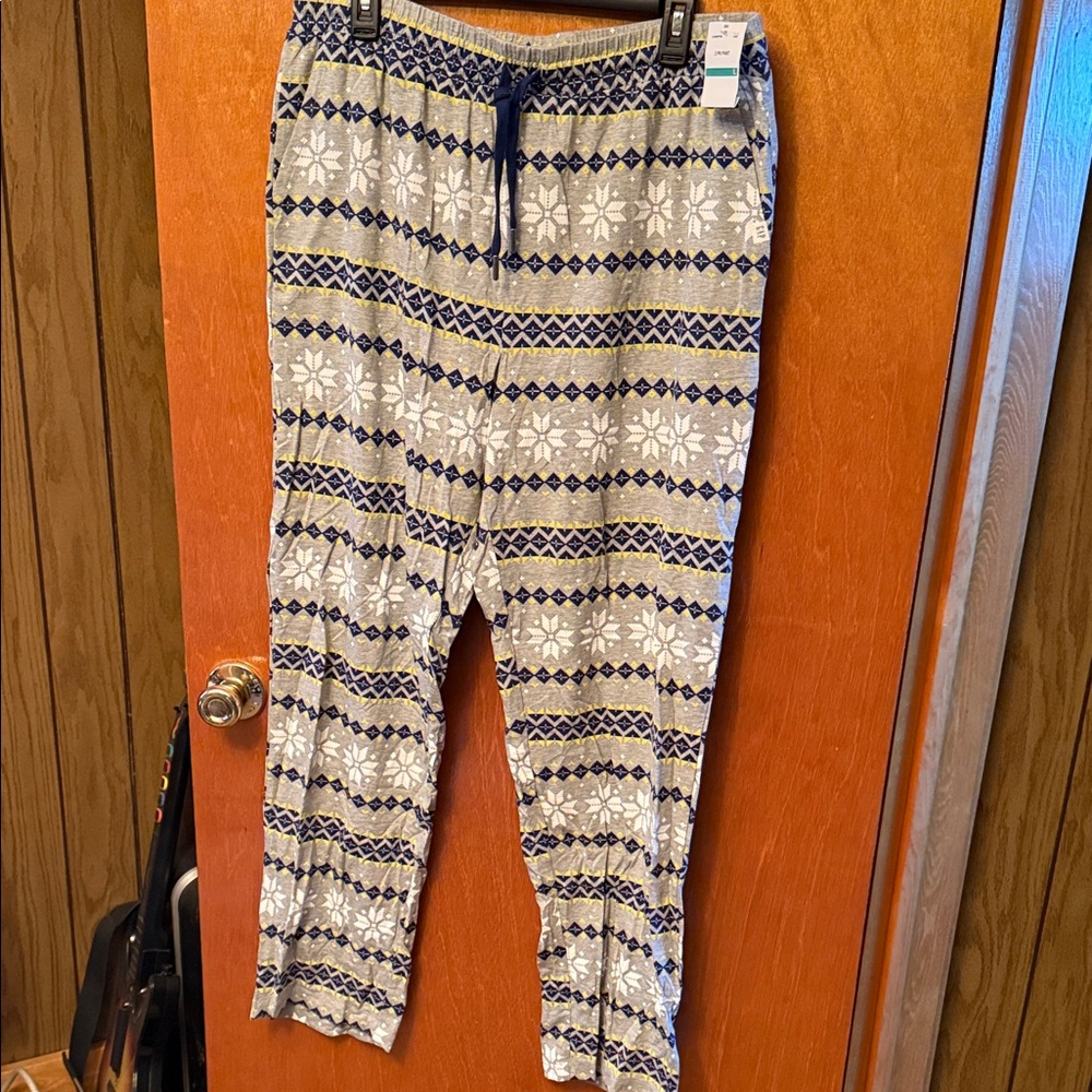 GAP Men’s Blue, Gray, White Patterned Lounge Pants